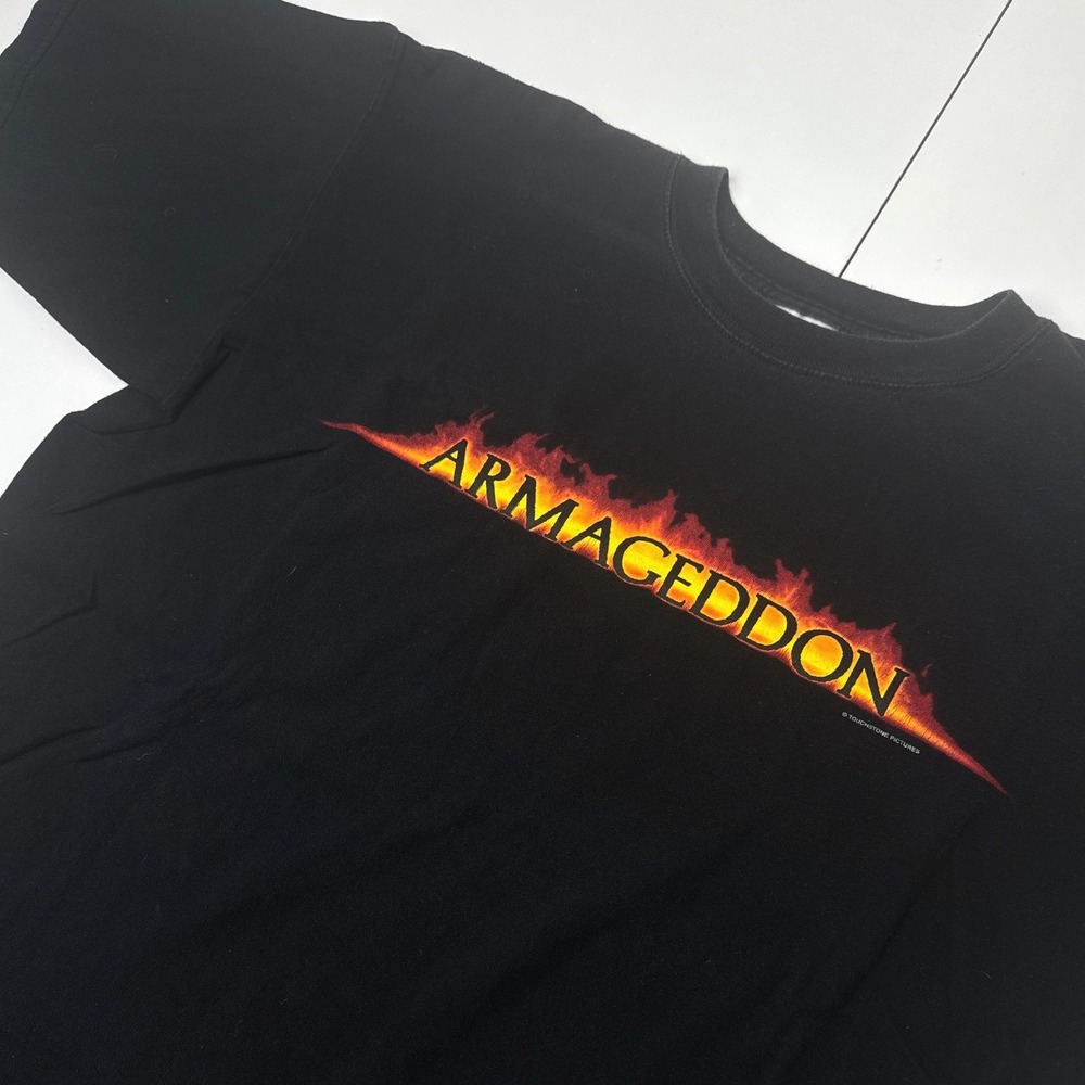 Vintage 1998 Armageddon Movie Promo T-Shirt XL Black Royal Avalon Touchstone